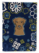 Blue Flowers Chocolate Labrador Garden Flag - Outdoor Decorative Yard Flag BB5085GF
