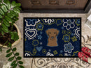 Blue Flowers Chocolate Labrador Doormat - 24x36 Decorative Floor Mat – Indoor/Outdoor Rug with Artistic Flair BB5085JMAT
