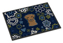 Blue Flowers Chocolate Labrador Doormat - 24x36 Decorative Floor Mat – Indoor/Outdoor Rug with Artistic Flair BB5085JMAT