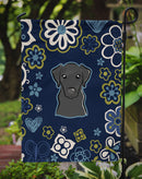 Blue Flowers Black Labrador Garden Flag - Outdoor Decorative Yard Flag BB5086GF