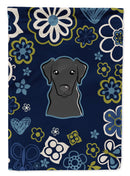 Blue Flowers Black Labrador Garden Flag - Outdoor Decorative Yard Flag BB5086GF