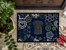 Blue Flowers Black Labrador Doormat - 24x36 Decorative Floor Mat – Indoor/Outdoor Rug with Artistic Flair BB5086JMAT