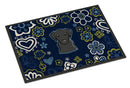 Blue Flowers Black Labrador Doormat - 24x36 Decorative Floor Mat – Indoor/Outdoor Rug with Artistic Flair BB5086JMAT