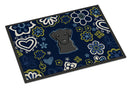 Blue Flowers Black Labrador Doormat - 18x27 Decorative Floor Mat – Indoor/Outdoor Rug with Artistic Flair BB5086MAT