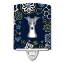 Blue Flowers Italian Greyhound Ceramic Night Light BB5087CNL
