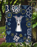 Blue Flowers Italian Greyhound Garden Flag - Outdoor Decorative Yard Flag BB5087GF