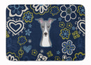 Blue Flowers Italian Greyhound Machine Washable Memory Foam Mat BB5087RUG