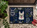 Blue Flowers French Bulldog Doormat - 18x27 Decorative Floor Mat – Indoor/Outdoor Rug with Artistic Flair BB5089MAT