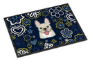 Blue Flowers French Bulldog Doormat - 18x27 Decorative Floor Mat – Indoor/Outdoor Rug with Artistic Flair BB5089MAT