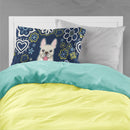 Blue Flowers French Bulldog Fabric Standard Pillowcase – Artistic Decorative Front, White Back BB5089PILLOWCASE