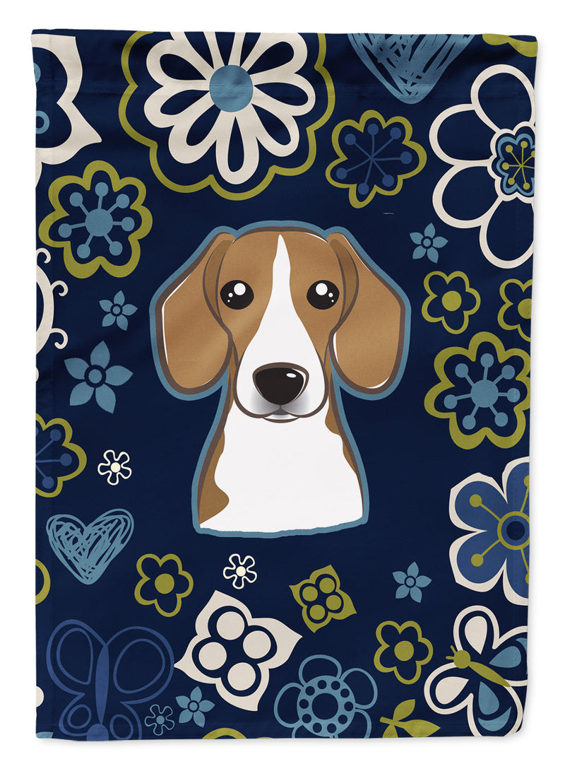 Blue Flowers Beagle Flag Garden Size BB5090GF