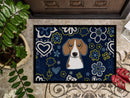 Blue Flowers Beagle Doormat - 24x36 Decorative Floor Mat – Indoor/Outdoor Rug with Artistic Flair BB5090JMAT