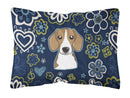 Blue Flowers Beagle Canvas Fabric Decorative Pillow BB5090PW1216