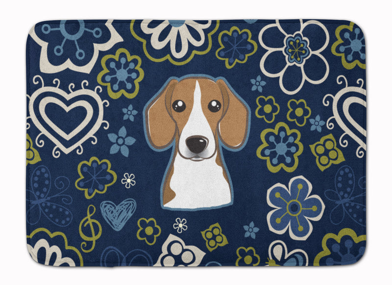 Blue Flowers Beagle Machine Washable Memory Foam Mat BB5090RUG