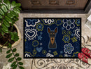 Blue Flowers Min Pin Doormat - 24x36 Decorative Floor Mat – Indoor/Outdoor Rug with Artistic Flair BB5091JMAT