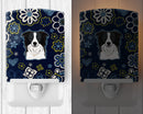 Blue Flowers Border Collie Ceramic Night Light BB5092CNL