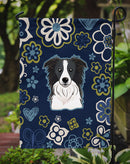 Blue Flowers Border Collie Garden Flag - Outdoor Decorative Yard Flag
