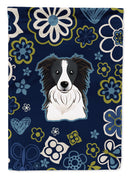 Blue Flowers Border Collie Garden Flag - Outdoor Decorative Yard Flag