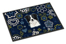 Blue Flowers Border Collie Doormat - 24x36 Decorative Floor Mat – Indoor/Outdoor Rug with Artistic Flair BB5092JMAT