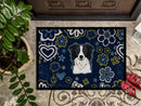 Blue Flowers Border Collie Doormat - 18x27 Decorative Floor Mat – Indoor/Outdoor Rug with Artistic Flair BB5092MAT
