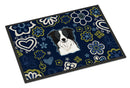 Blue Flowers Border Collie Doormat - 18x27 Decorative Floor Mat – Indoor/Outdoor Rug with Artistic Flair BB5092MAT