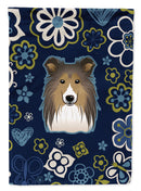 Blue Flowers Sheltie Garden Flag - Outdoor Decorative Yard Flag BB5093GF