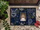 Blue Flowers Sheltie Doormat - 18x27 Decorative Floor Mat – Indoor/Outdoor Rug with Artistic Flair BB5093MAT