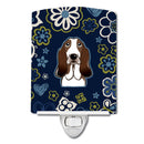 Blue Flowers Basset Hound Ceramic Night Light BB5094CNL