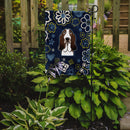 Blue Flowers Basset Hound Garden Flag - Outdoor Decorative Yard Flag BB5094GF