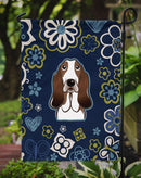 Blue Flowers Basset Hound Garden Flag - Outdoor Decorative Yard Flag BB5094GF