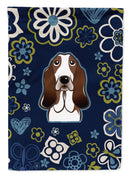 Blue Flowers Basset Hound Garden Flag - Outdoor Decorative Yard Flag BB5094GF