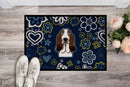 Blue Flowers Basset Hound Doormat - 24x36 Decorative Floor Mat – Indoor/Outdoor Rug with Artistic Flair BB5094JMAT