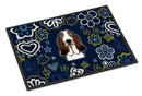 Blue Flowers Basset Hound Doormat - 24x36 Decorative Floor Mat – Indoor/Outdoor Rug with Artistic Flair BB5094JMAT
