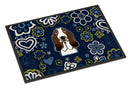 Blue Flowers Basset Hound Doormat - 18x27 Decorative Floor Mat – Indoor/Outdoor Rug with Artistic Flair BB5094MAT