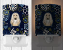 Blue Flowers Afghan Hound Ceramic Night Light Compact, UL-Certified, Ideal for Bedroom, Bathroom, Nursery, Hallway, Kitchen, 6x4x3, Multicolor