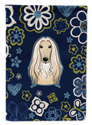 Blue Flowers Afghan Hound Garden Flag - Outdoor Decorative Yard Flag