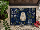 Blue Flowers Afghan Hound Doormat - 24x36 Decorative Floor Mat – Indoor/Outdoor Rug with Artistic Flair BB5095JMAT