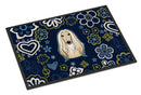 Blue Flowers Afghan Hound Doormat - 24x36 Decorative Floor Mat – Indoor/Outdoor Rug with Artistic Flair BB5095JMAT