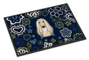 Blue Flowers Afghan Hound Doormat - 18x27 Decorative Floor Mat – Indoor/Outdoor Rug with Artistic Flair BB5095MAT
