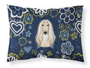 Blue Flowers Afghan Hound Fabric Standard Pillowcase – Artistic Decorative Front, White Back BB5095PILLOWCASE