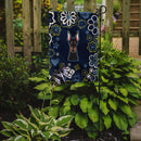 Blue Flowers Doberman Pinscher Garden Flag - Outdoor Decorative Yard Flag