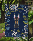 Blue Flowers Doberman Pinscher Garden Flag - Outdoor Decorative Yard Flag
