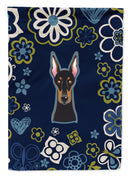 Blue Flowers Doberman Pinscher Garden Flag - Outdoor Decorative Yard Flag