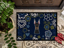 Blue Flowers Doberman Pinscher Doormat - 24x36 Decorative Floor Mat – Indoor/Outdoor Rug with Artistic Flair BB5096JMAT