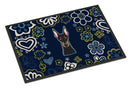 Blue Flowers Doberman Pinscher Doormat - 24x36 Decorative Floor Mat – Indoor/Outdoor Rug with Artistic Flair BB5096JMAT