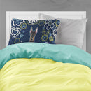 Blue Flowers Doberman Pinscher Fabric Standard Pillowcase – Artistic Decorative Front, White Back BB5096PILLOWCASE