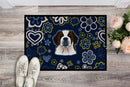 Blue Flowers Saint Bernard Doormat - 24x36 Decorative Floor Mat – Indoor/Outdoor Rug with Artistic Flair BB5097JMAT