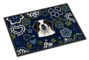 Blue Flowers Saint Bernard Doormat - 24x36 Decorative Floor Mat – Indoor/Outdoor Rug with Artistic Flair BB5097JMAT