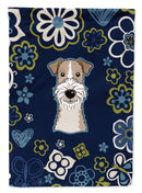 Blue Flowers Wire Haired Fox Terrier Garden Flag - Outdoor Decorative Yard Flag BB5098GF