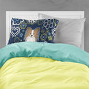 Blue Flowers Papillon Fabric Standard Pillowcase – Artistic Decorative Front, White Back BB5099PILLOWCASE